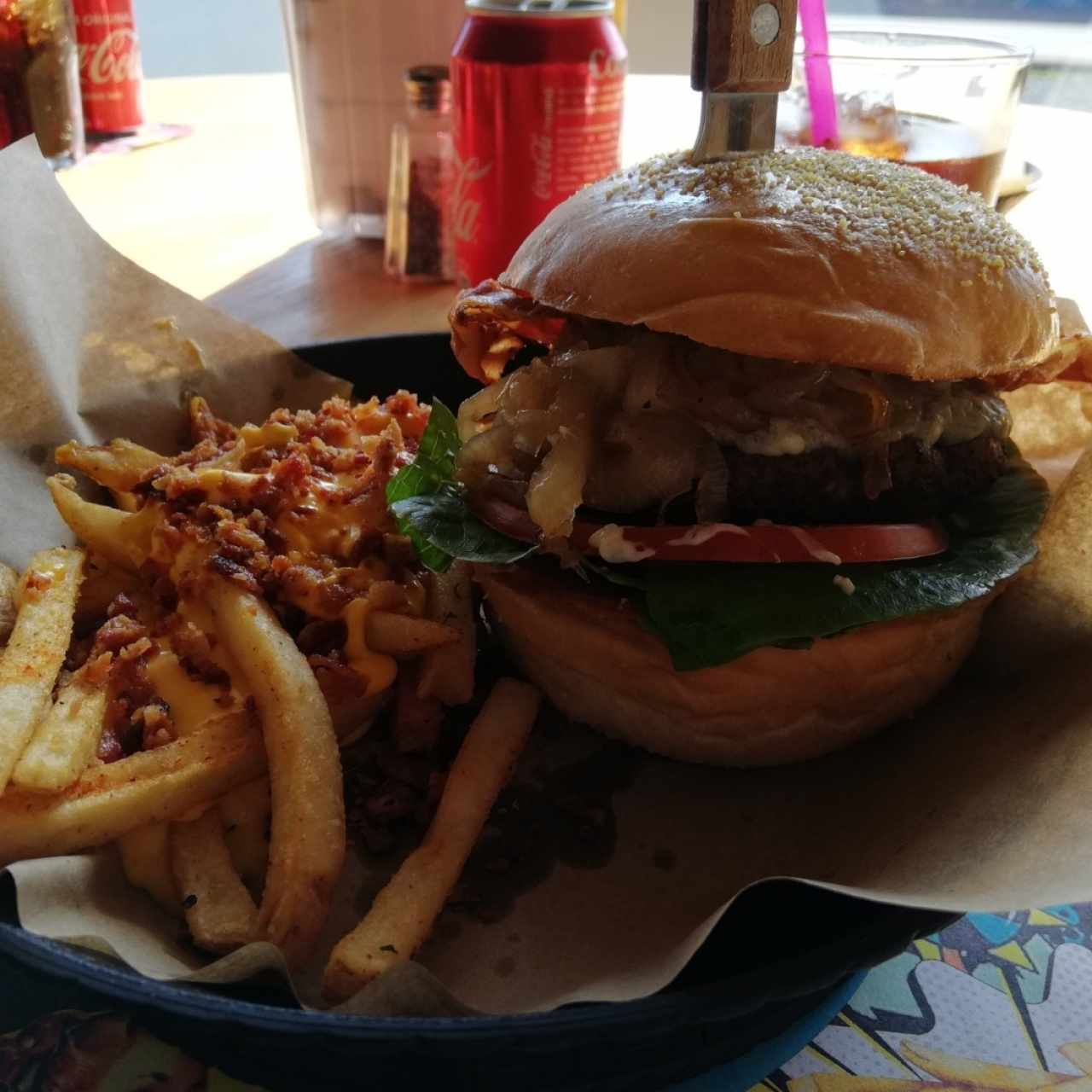 hamburguesa de queso azul y bacon 