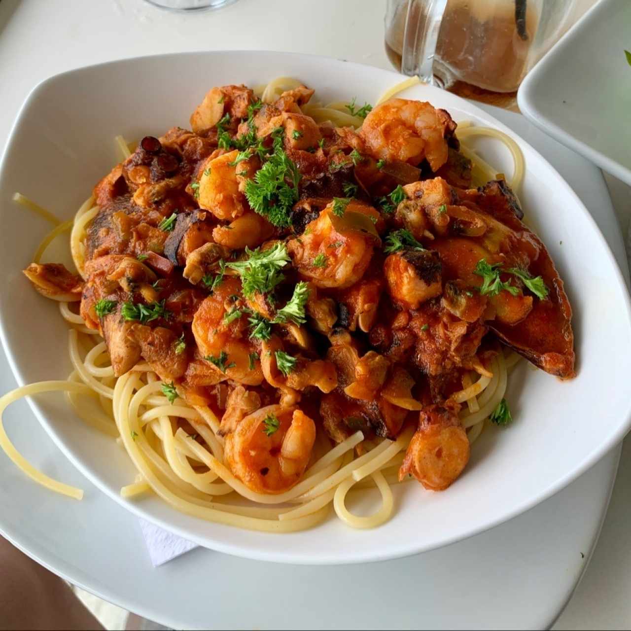 Spaguettis con mariscos