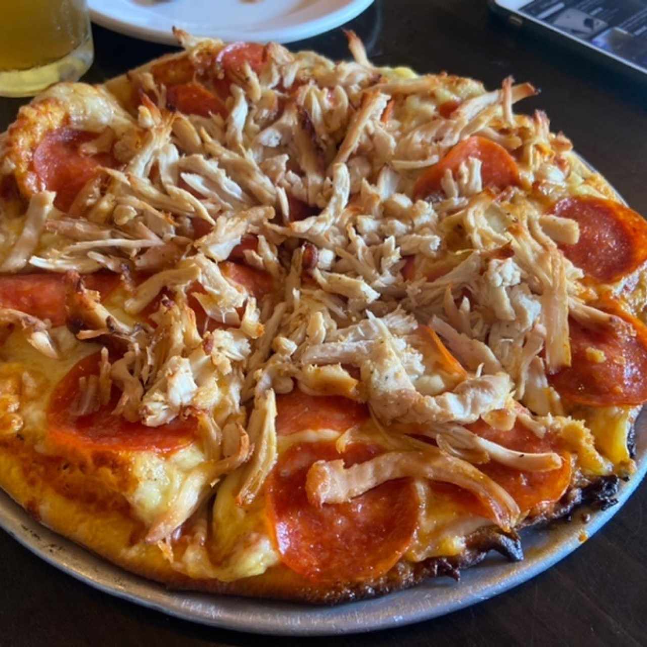 pizza personal de pepperoni y pollo (paso ancho)