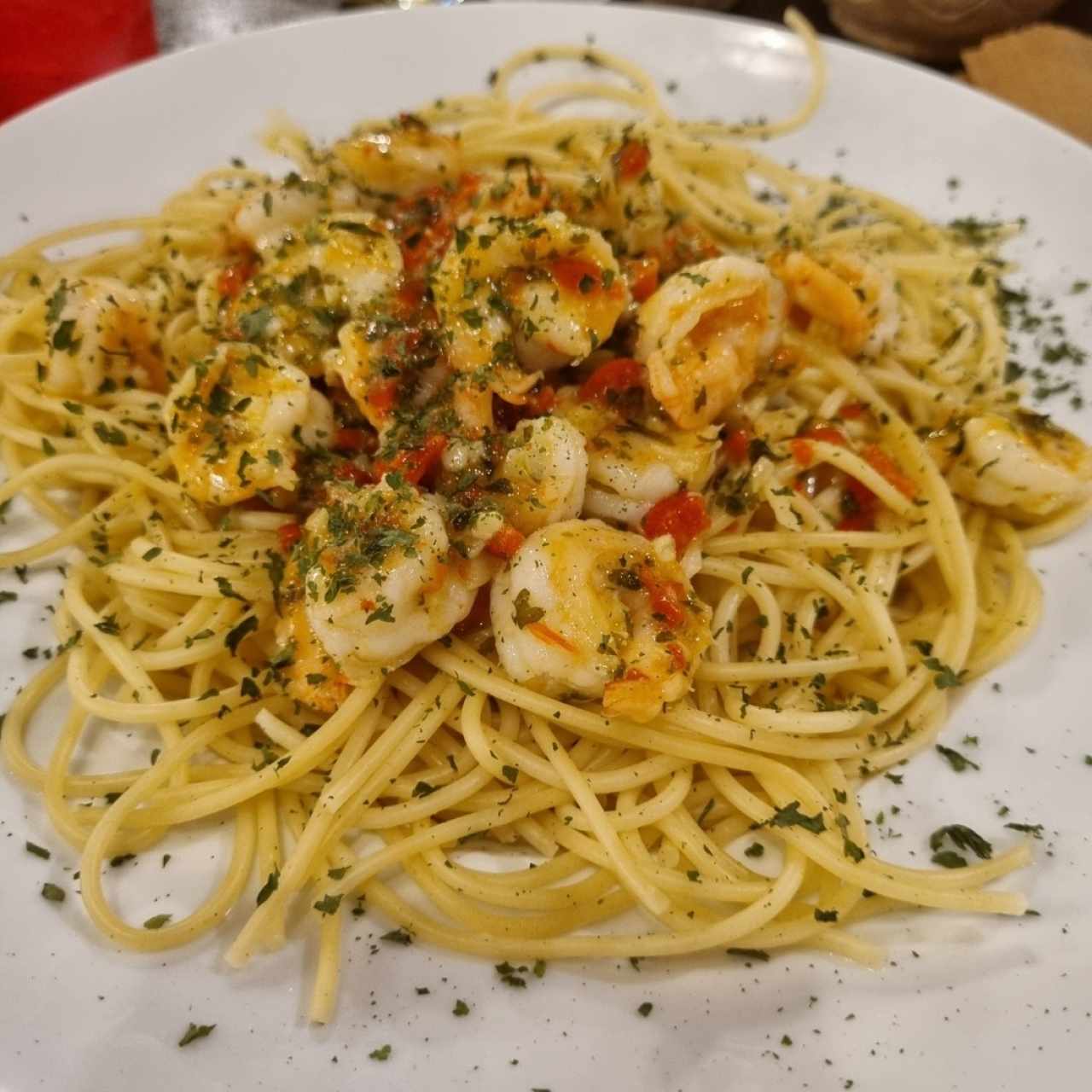 Spaguetti con Camarones