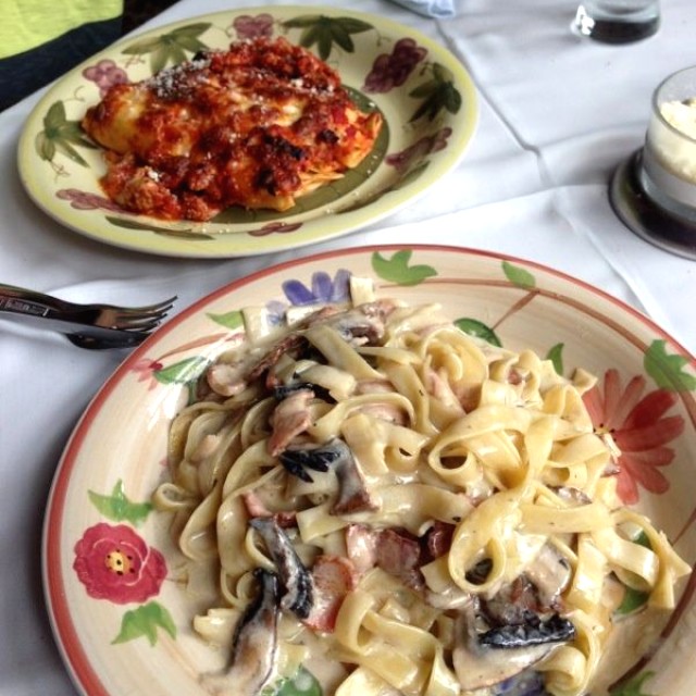 Canelones de ricotta y fetuccini boscaiola... Deli!