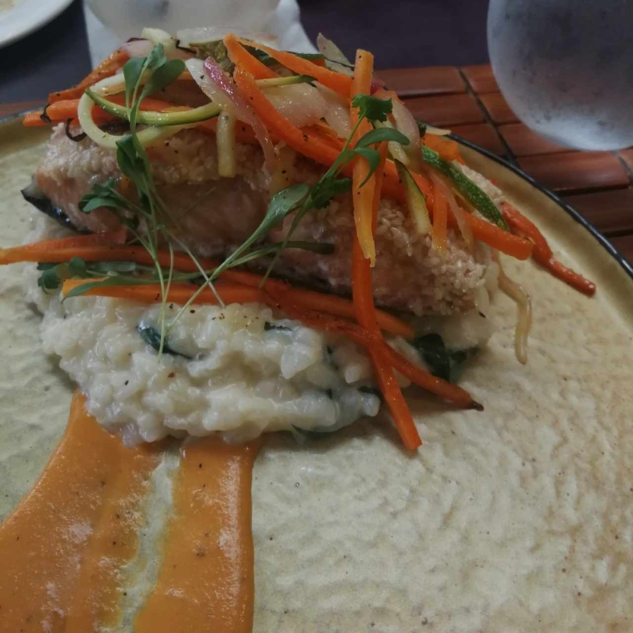 Filete de Salmón con risotto de hierbas 