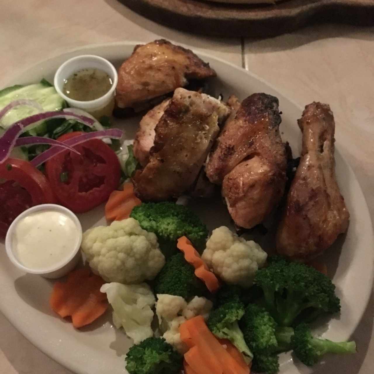 Pollo de la Leña con Vegetales (sin Gluten)