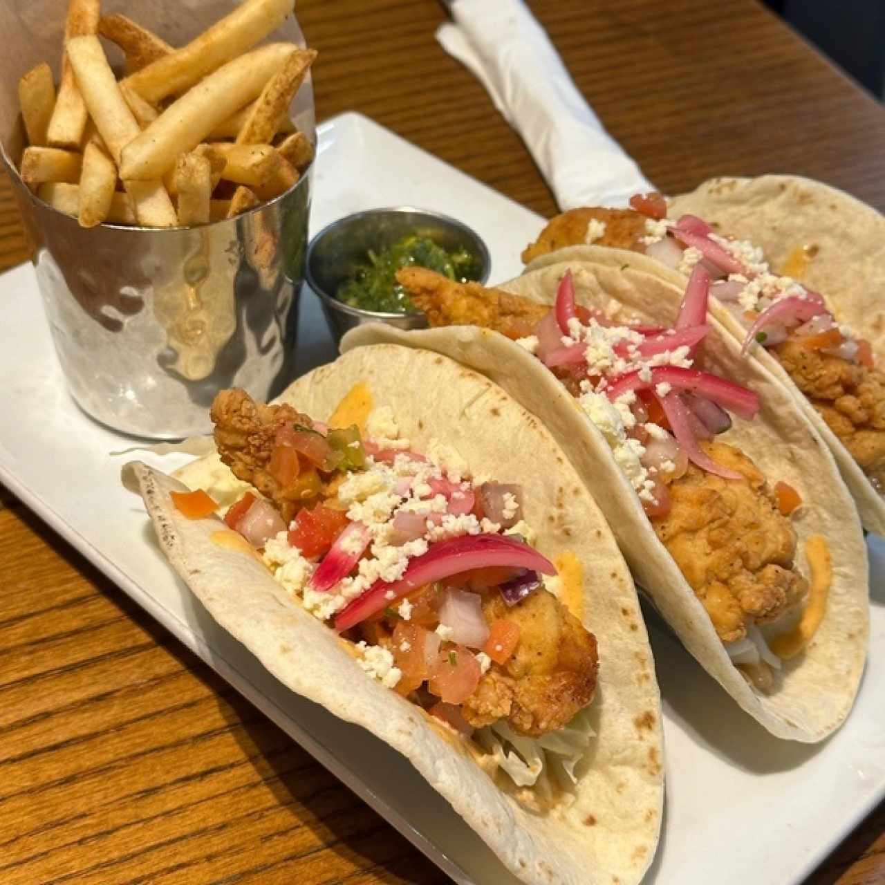 Crispy Chicken Finger Taco Plate