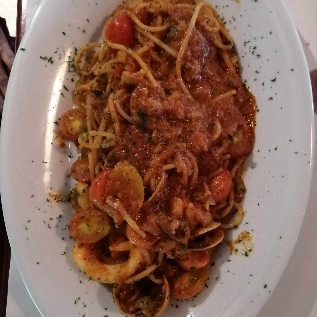 Spaguettis con mariscos