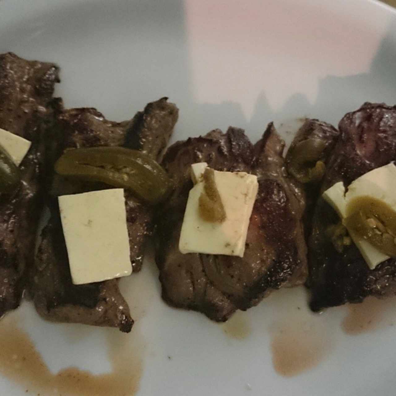 Steak with jalapeños 
