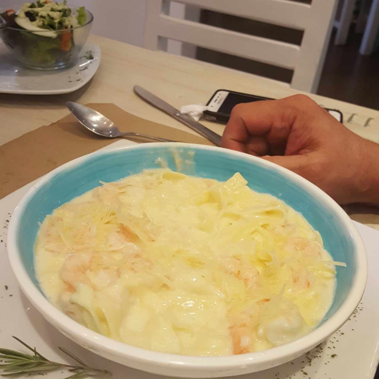 Pasta con camarones