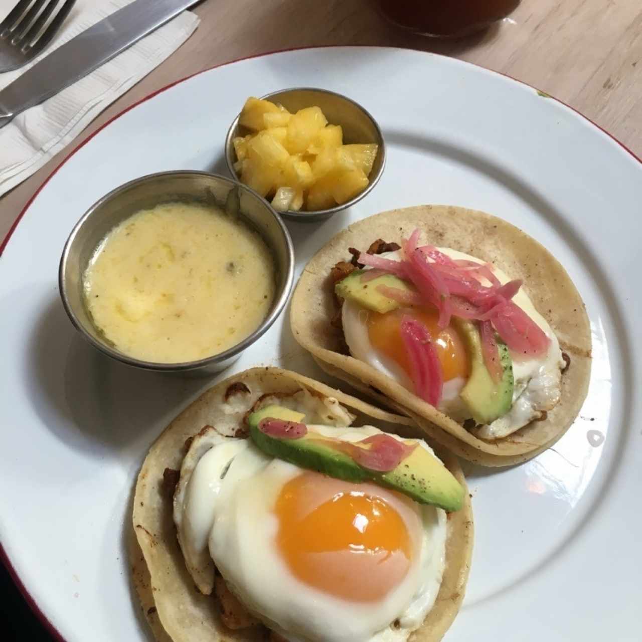 Desayuno Tacos al pastor con huevo