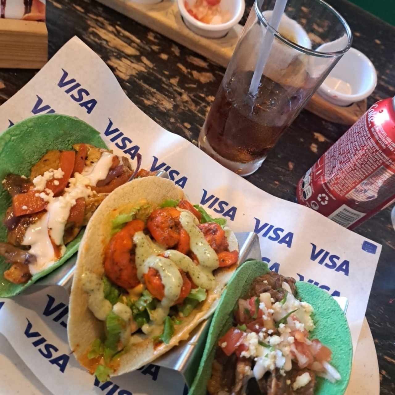 Tacos de 4 de Res, Pollo, Al Pastor; Chorizo ó Carnitas