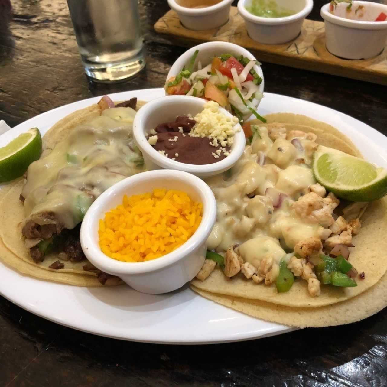 Tacos Doblete Mixto con queso Pollo/Res