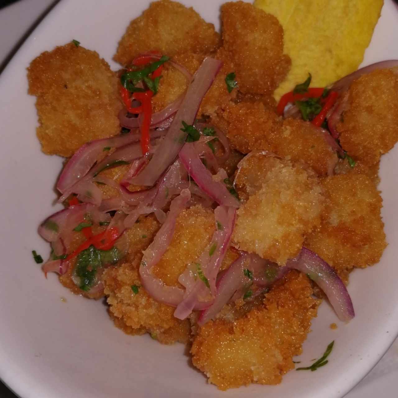 Ceviche frito de corvina