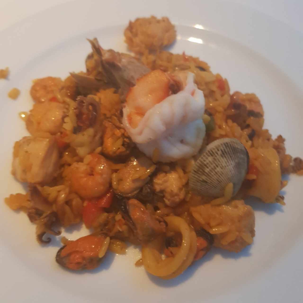 Paella de mariscos y pollo