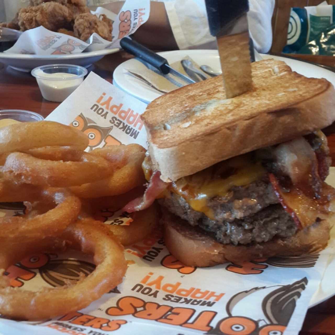 Texas Burger with Onion Rings