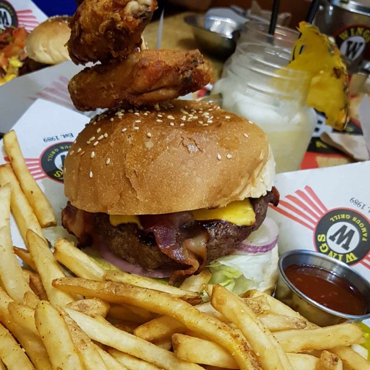 burger and wings
