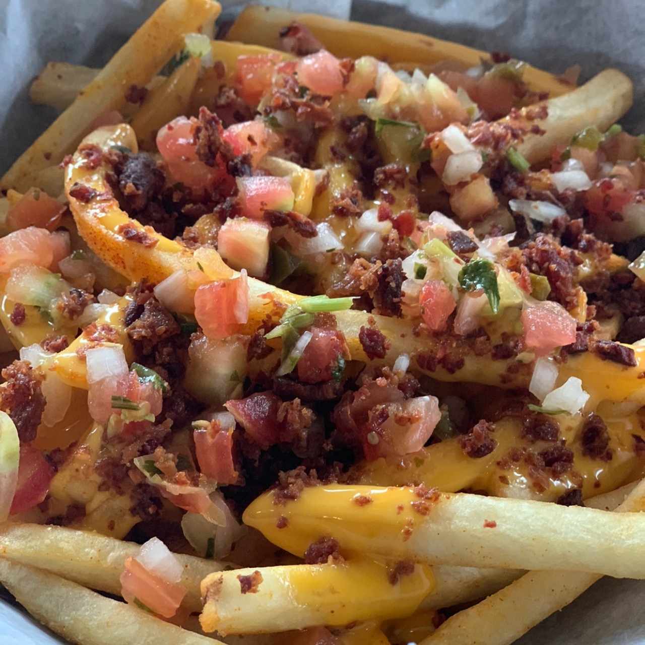 loaded Cheese & bacon fries 