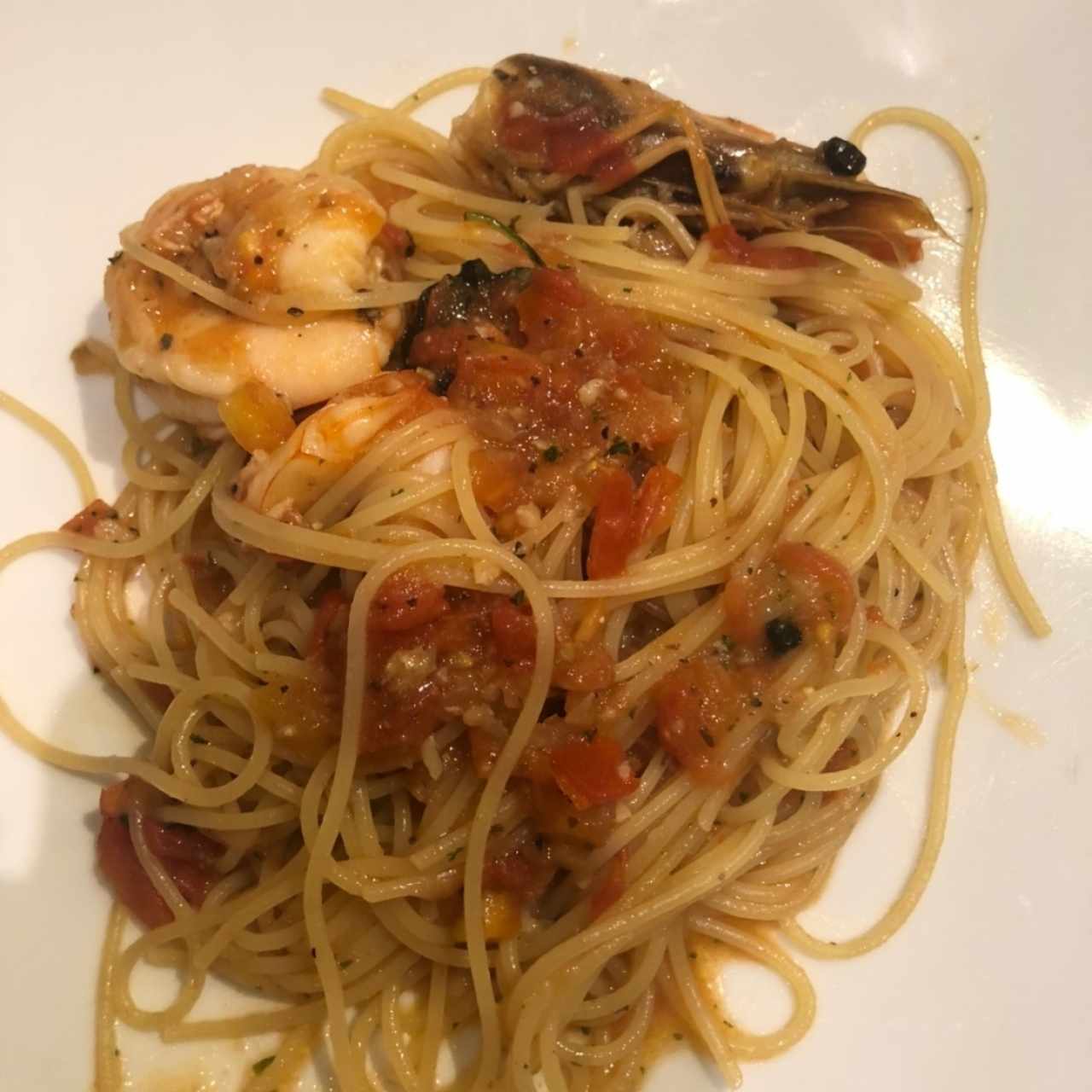 spaghettini con langostinos