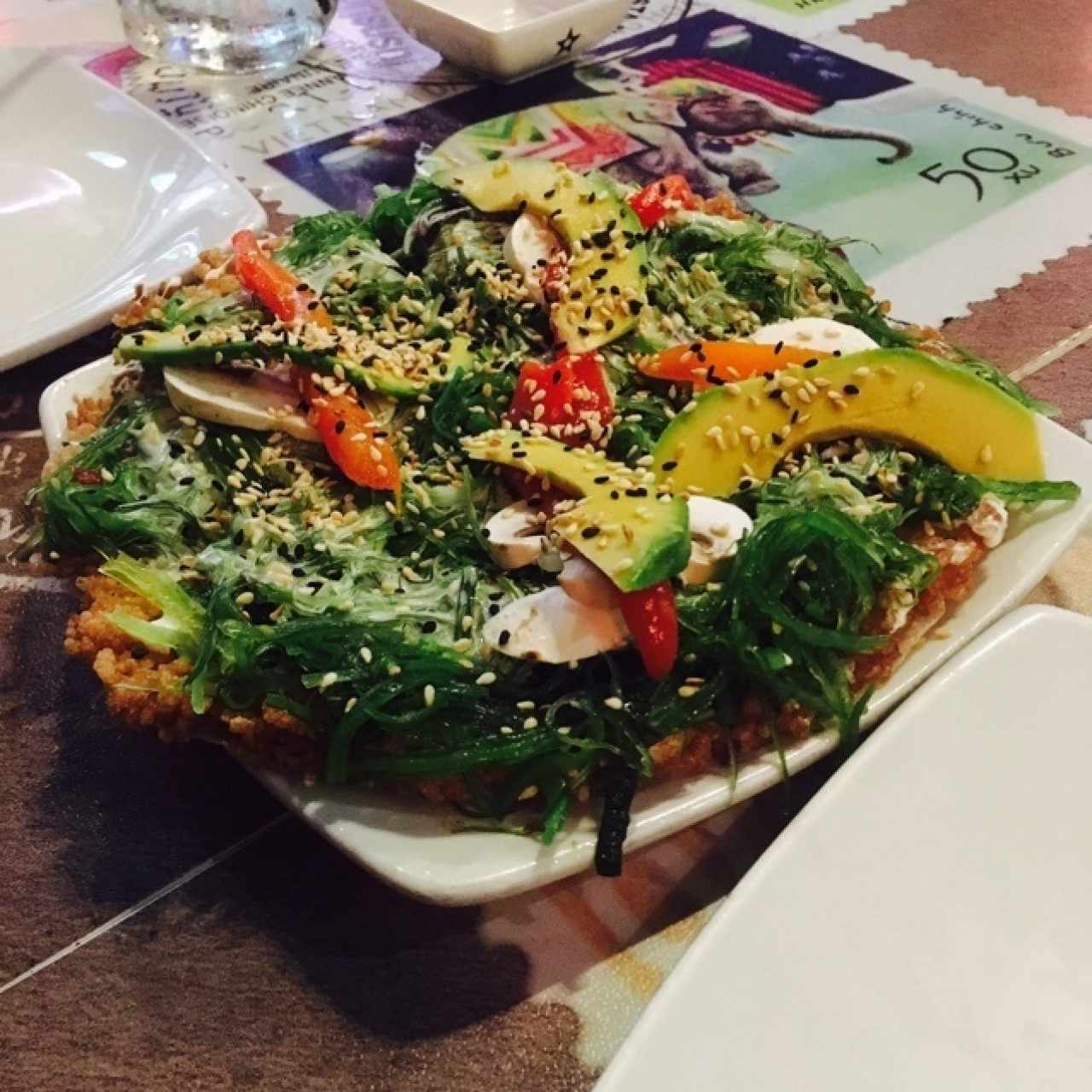 Sushi pizza de vegetales