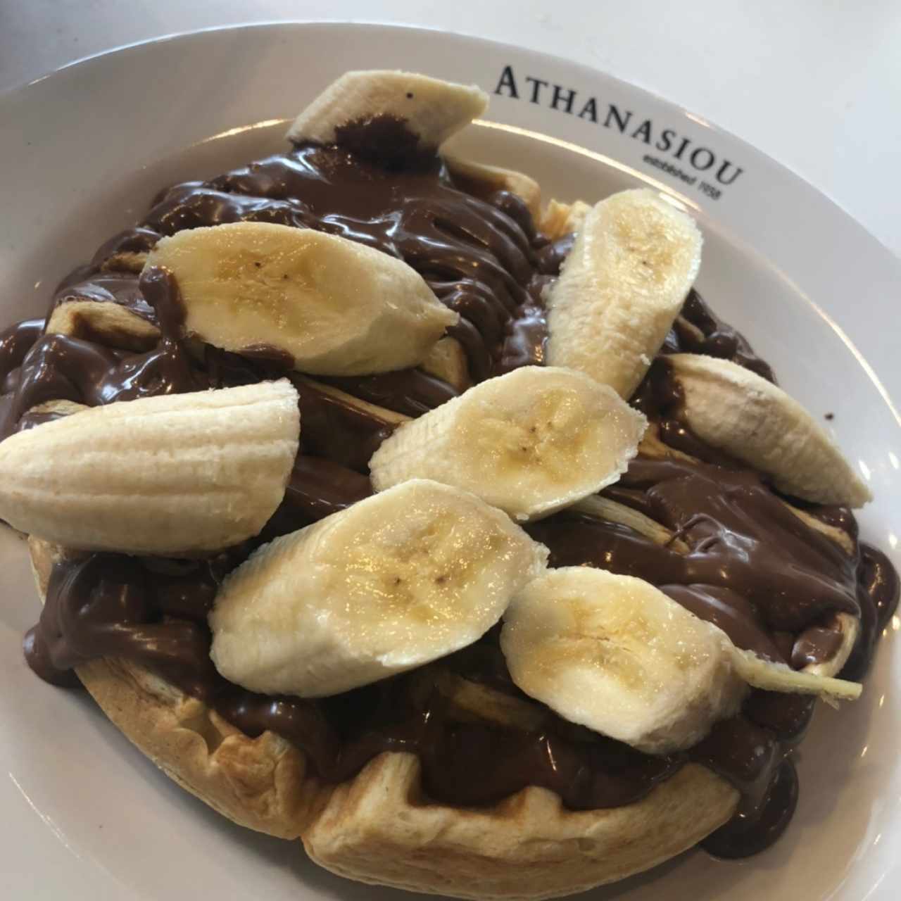 Waffle con nutella y banana