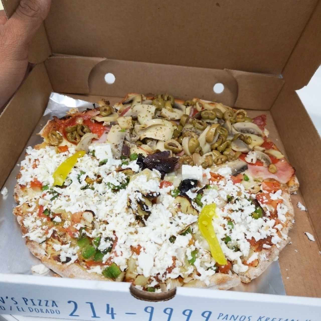 Pizza Mitad Vegetales y Combinación