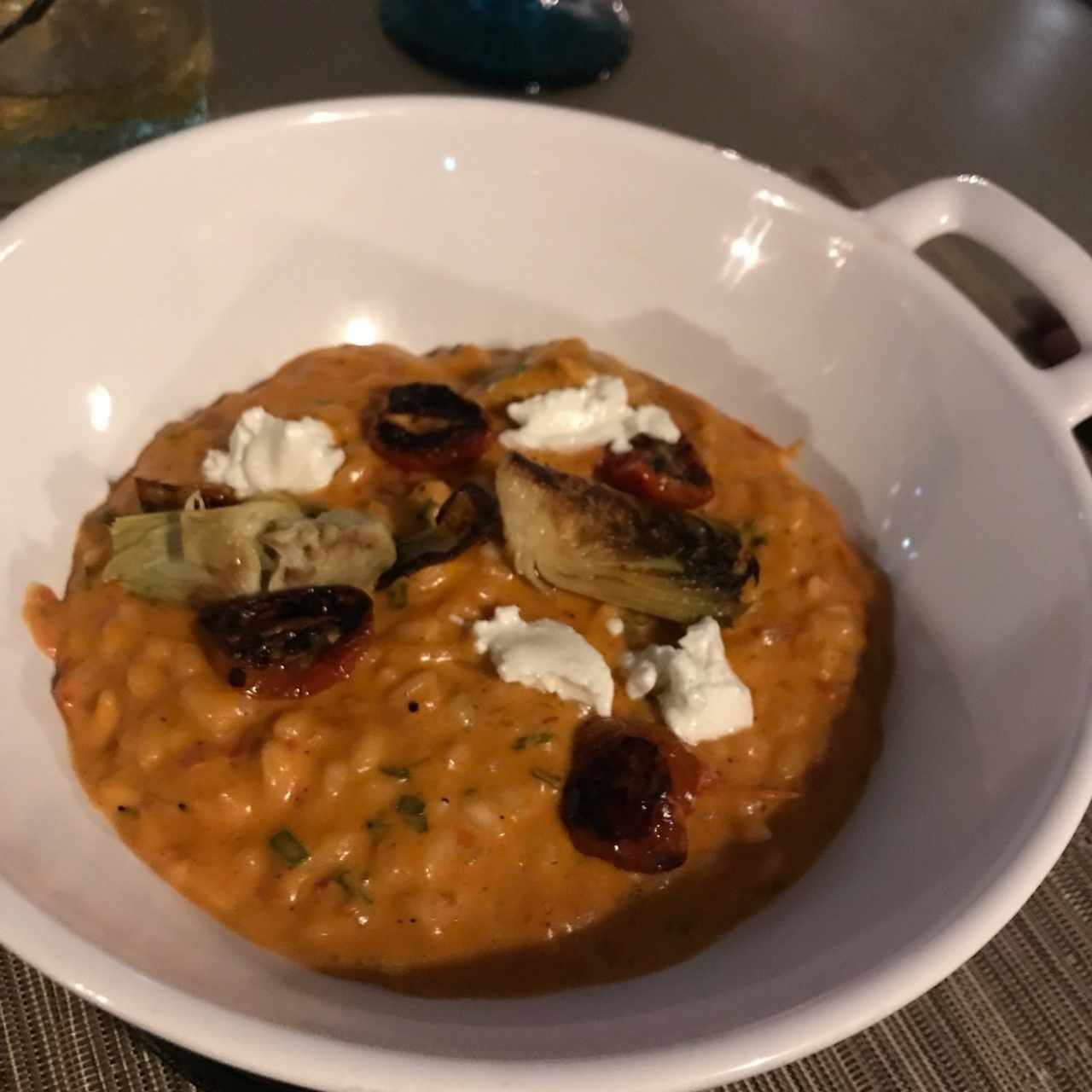 Risotto de queso gorgonzola, dolce y hongos shitake