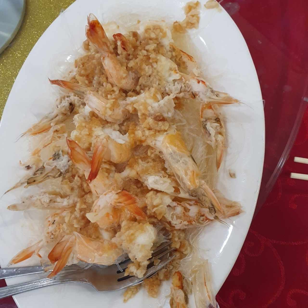 camarones con fideos
