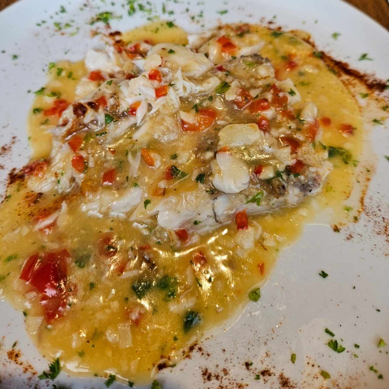 Mariscos - Corvina al Ajillo