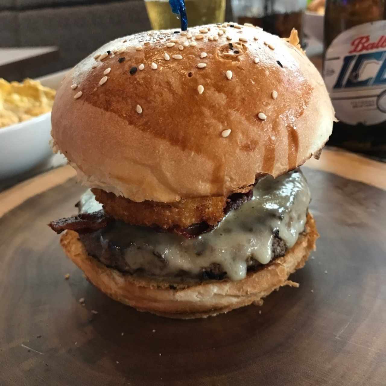 onion bacon burger