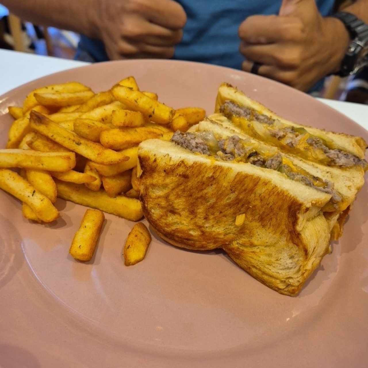 Double Patty Melt With Spicy Fries