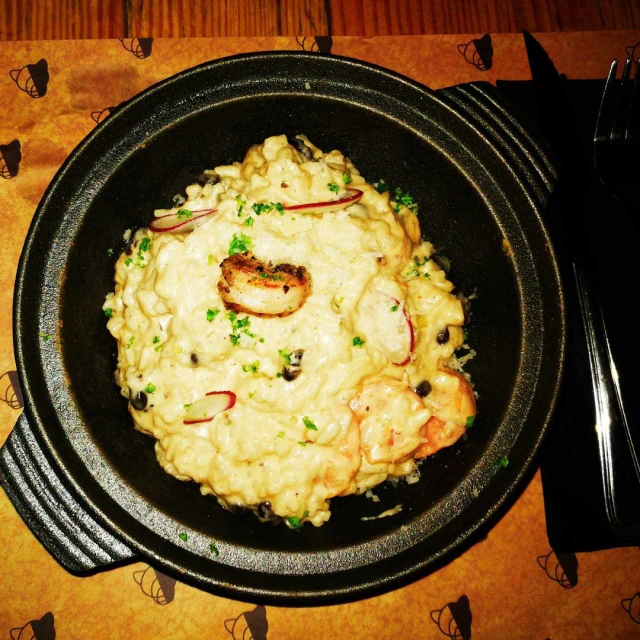 Risotto de champiñones con Camarones