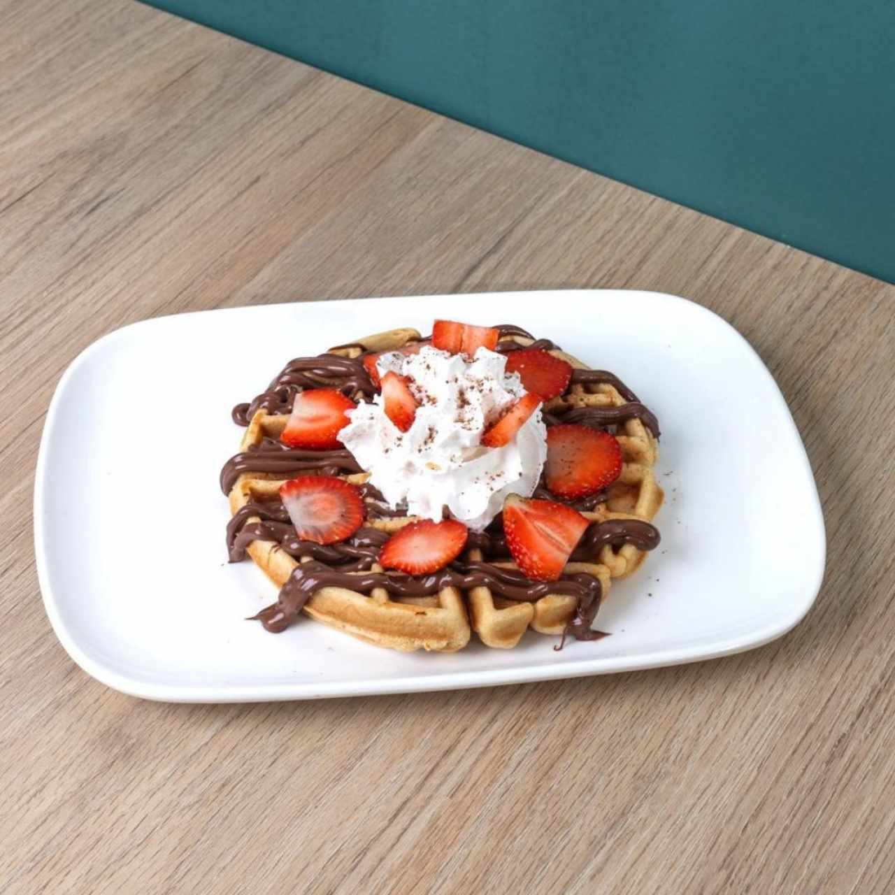 Waffle nutella y fresas