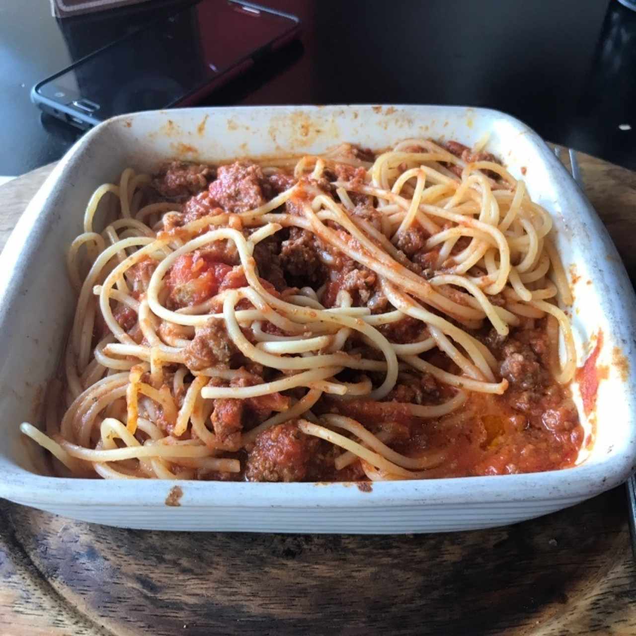 Espaguetis Boloñesa sin gratinar 