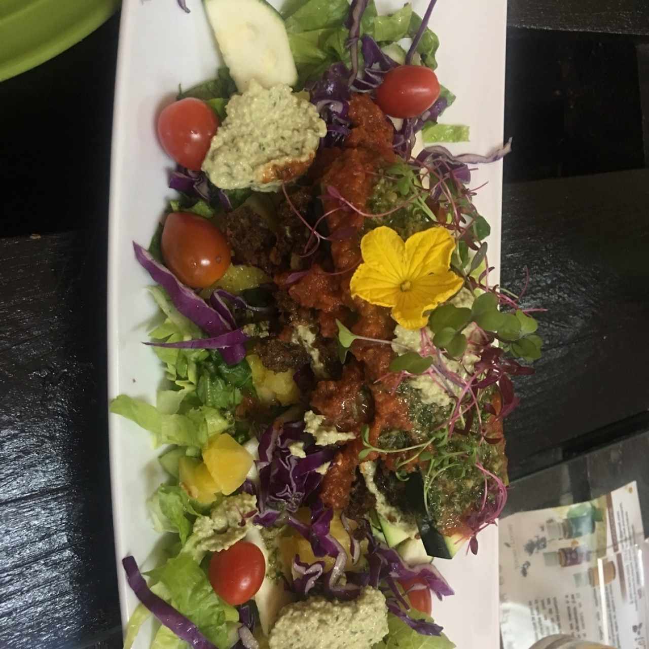 RAW SALAD!!! microgreens, edible flowers, vegan cheese
