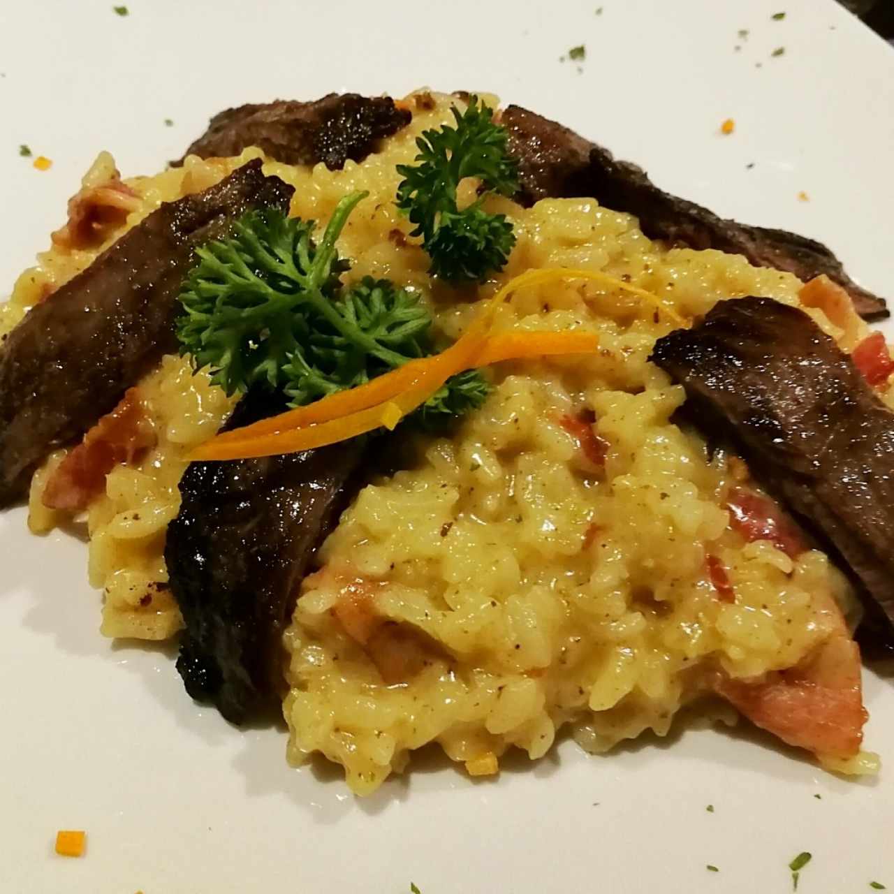 Risotto con entraña.