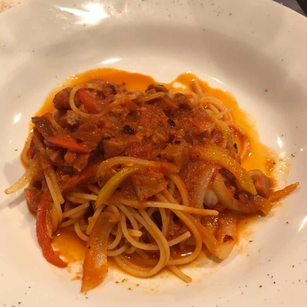 spaghetti con salchicha furiosa
