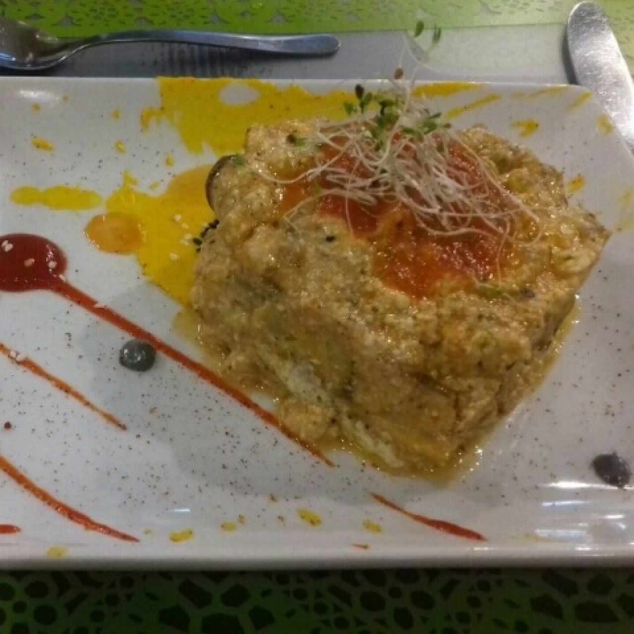 Lasaña de berenjena y espinacas