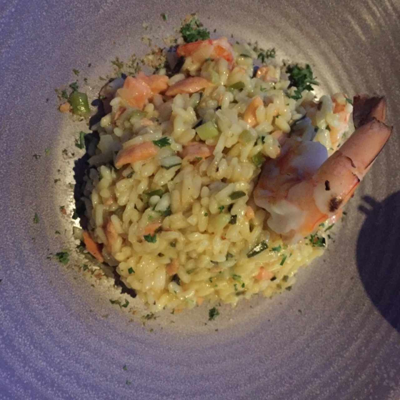 risotto de salmon y camarones