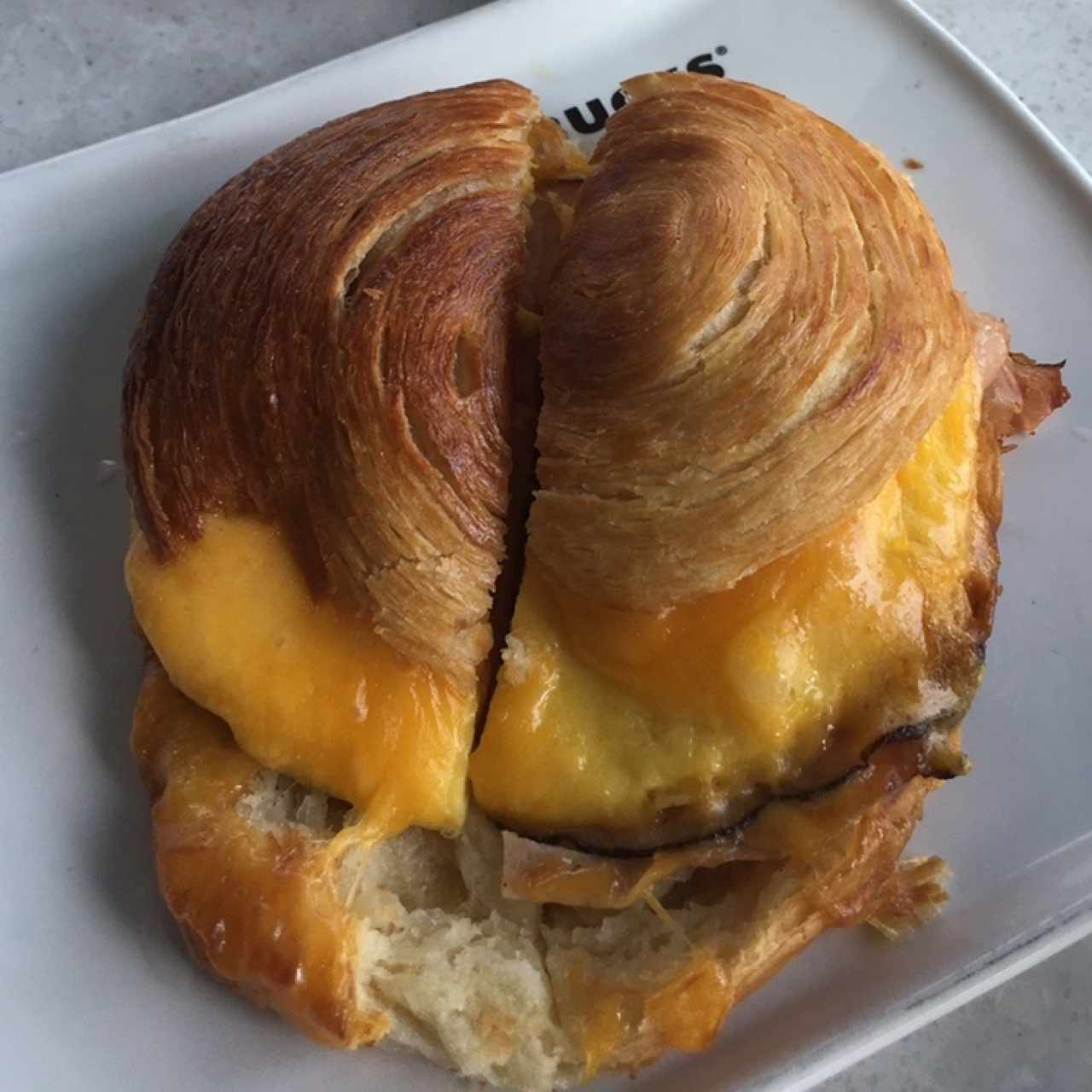 Ham and cheese breakfast sandwich