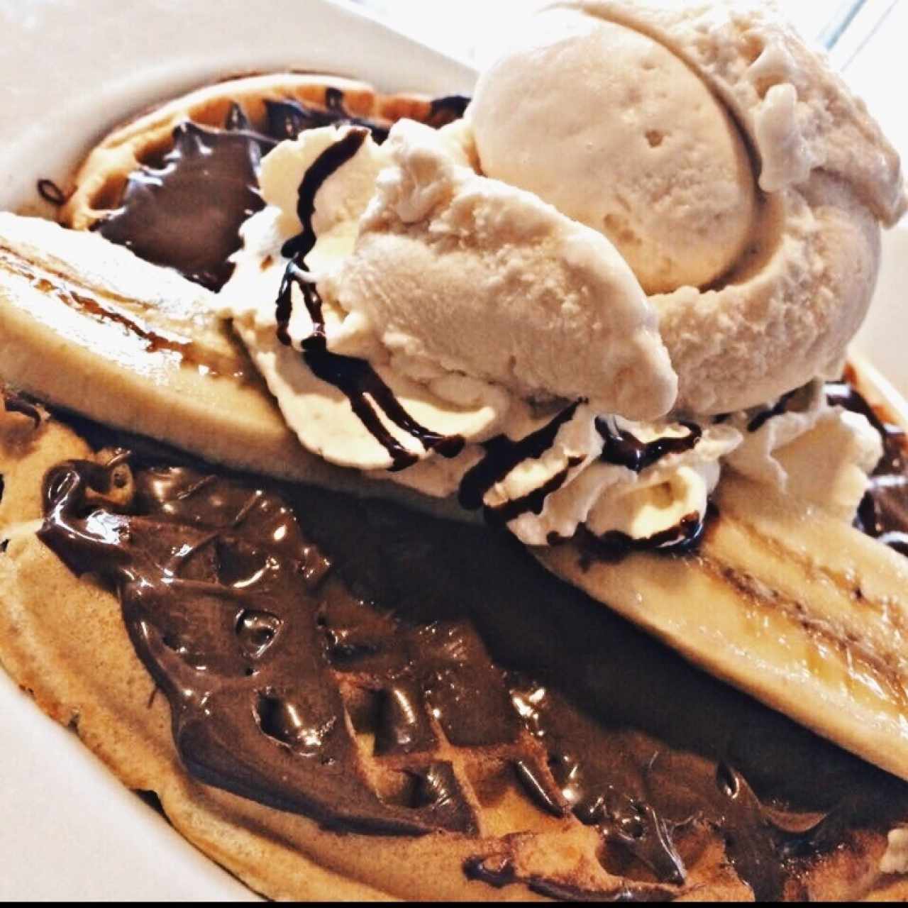 Waffle de nutella con banano