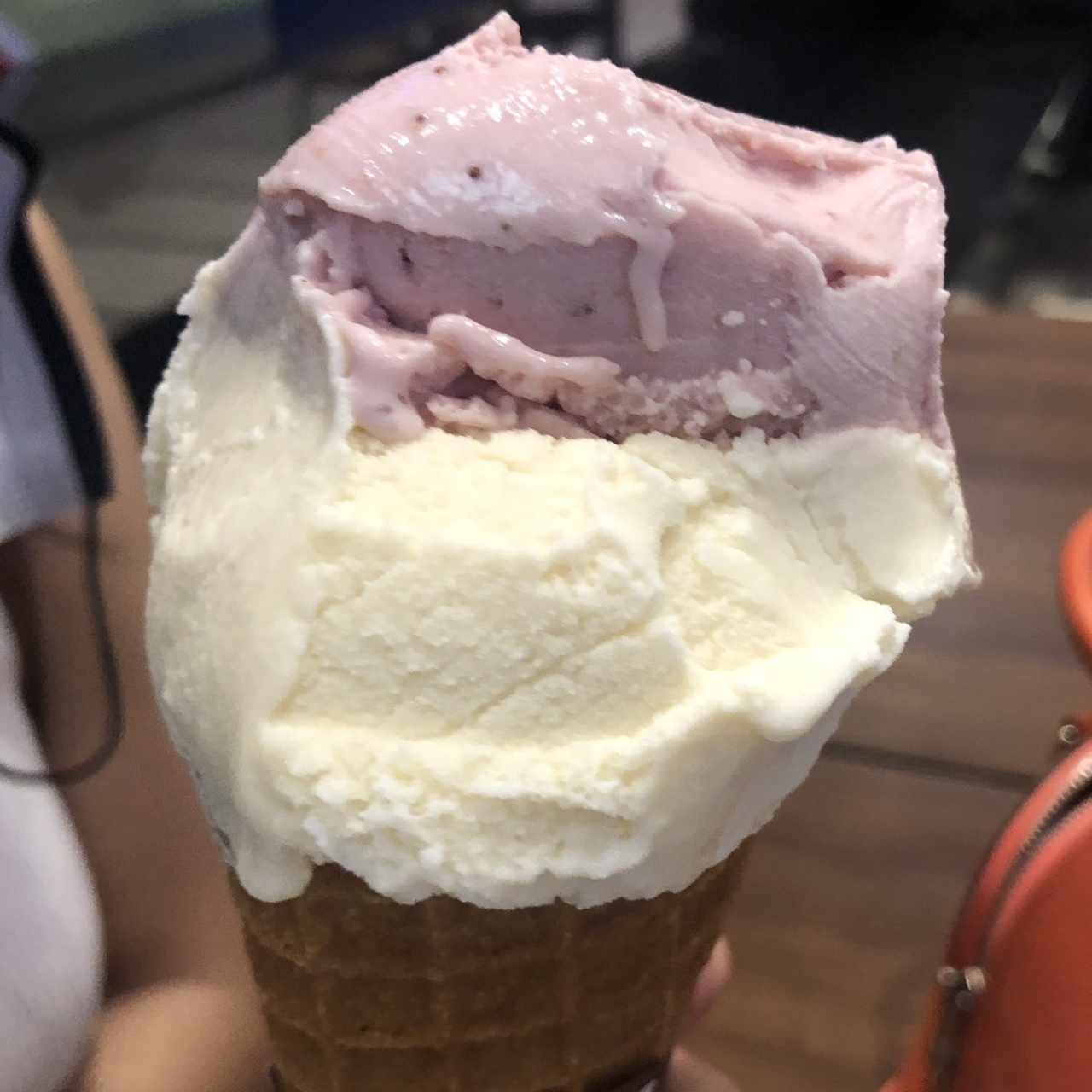 Strawberry and vanilla ice cream