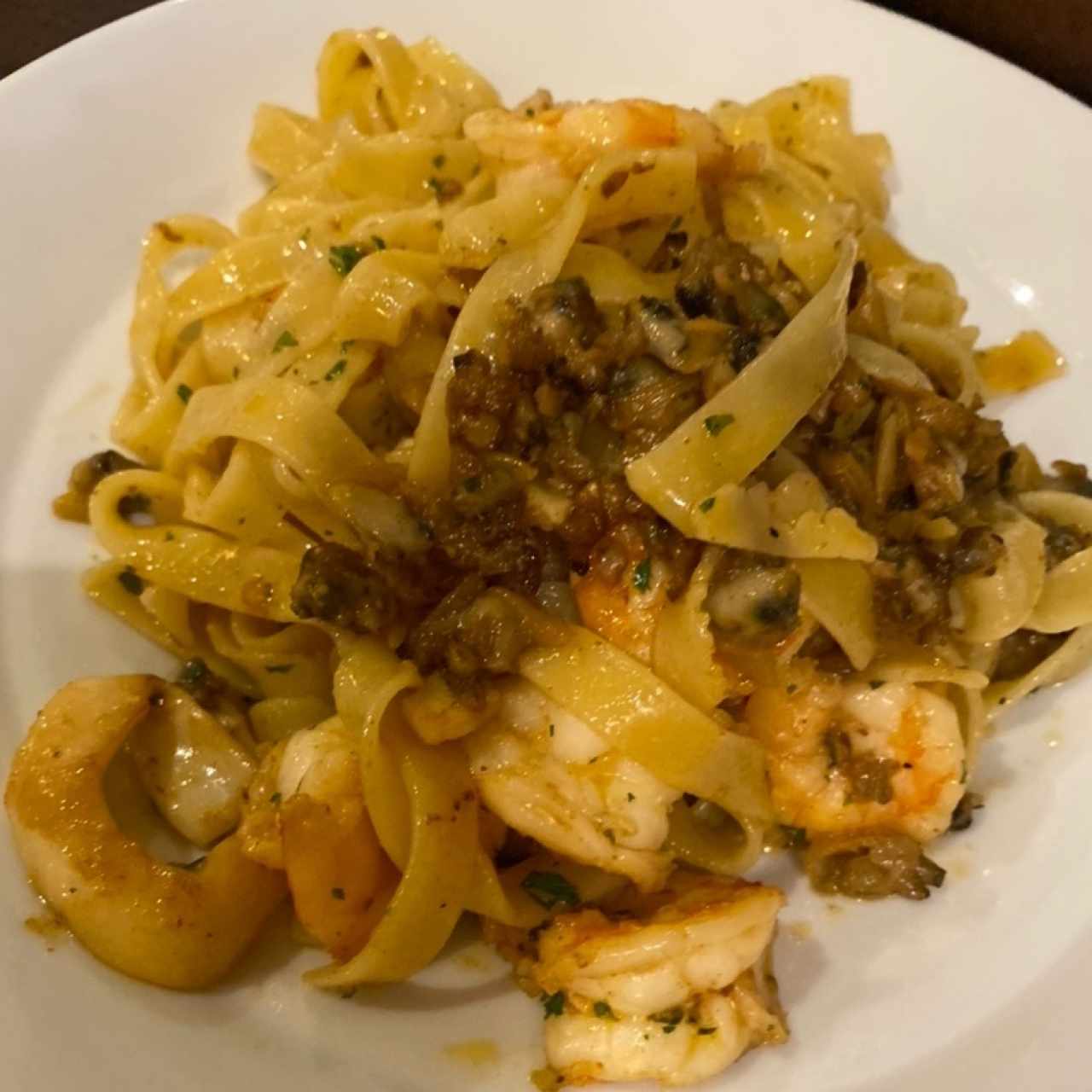 Fetuccini alla pescatore mariscos al óleo