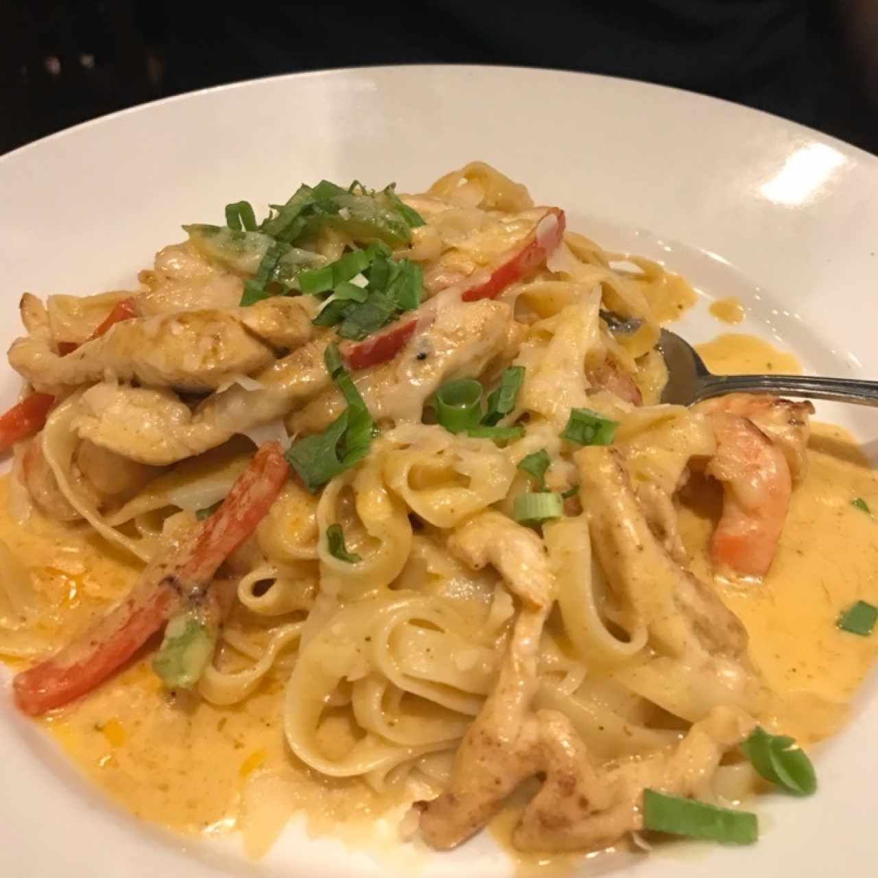 Cajun chicken and shrimp pasta