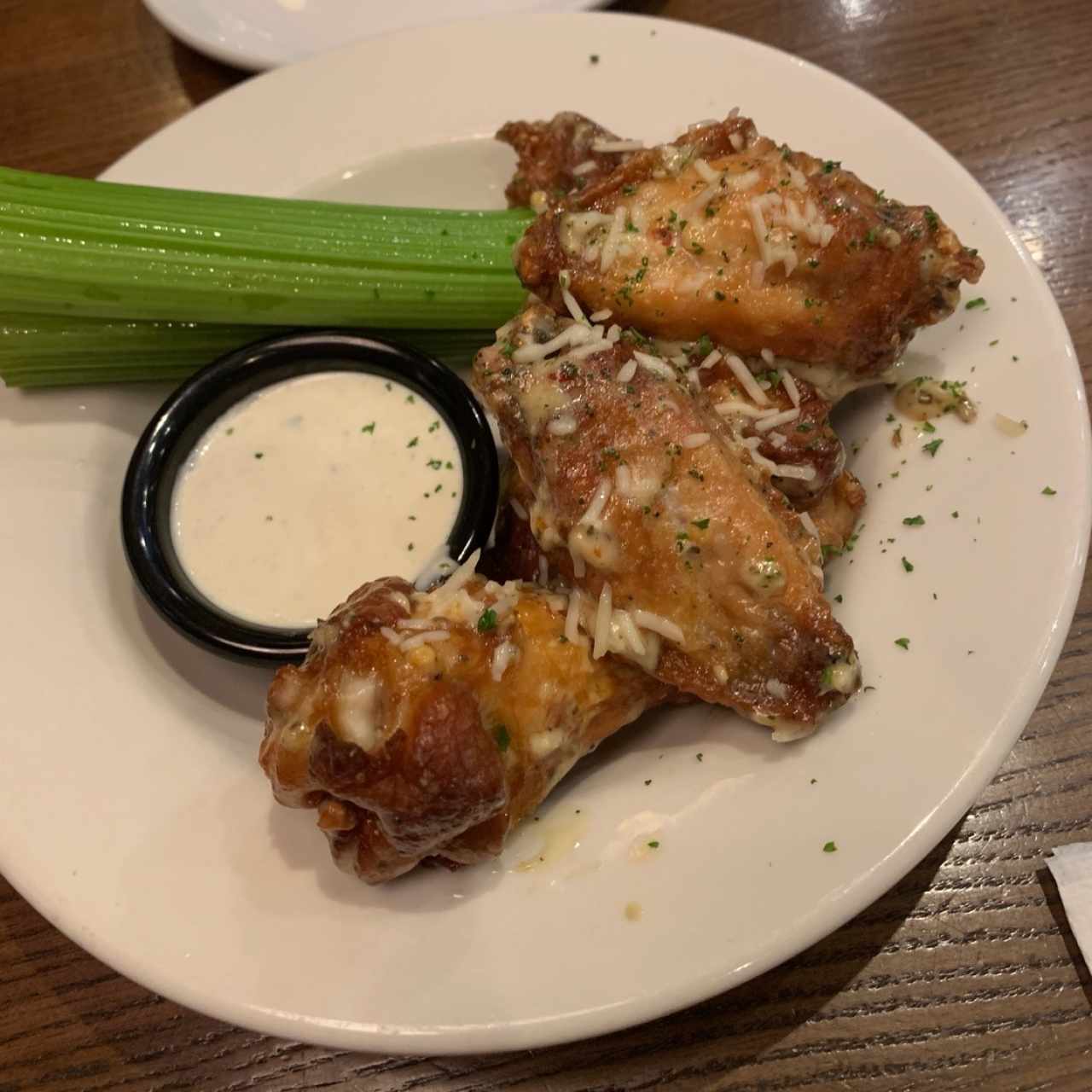 Wings garlic and parmesan cheese. 