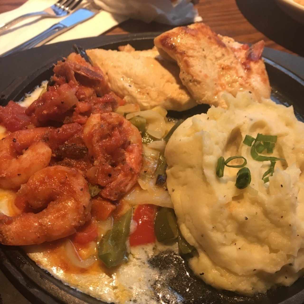 sizzling chicken and shrimp 