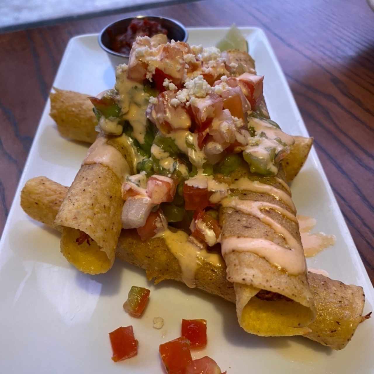 Chicken taquitos stacked