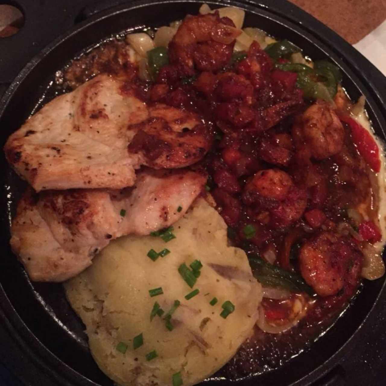 sizzling chicken and shrimp