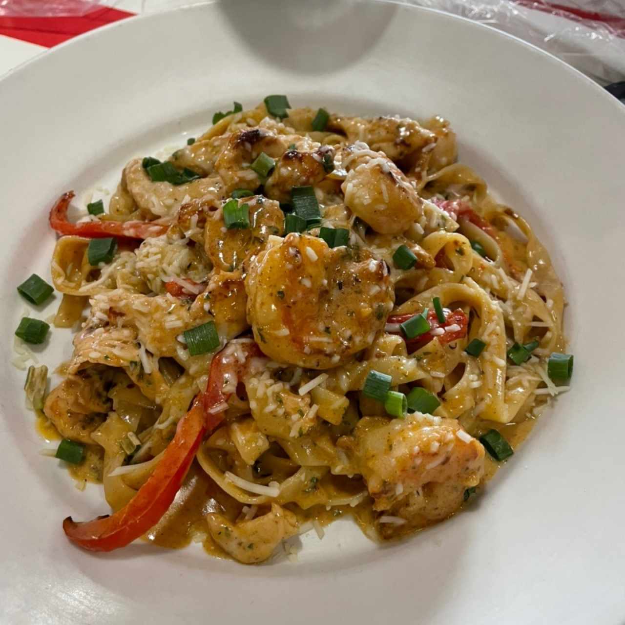 cajun shrimp and chicken pasta 