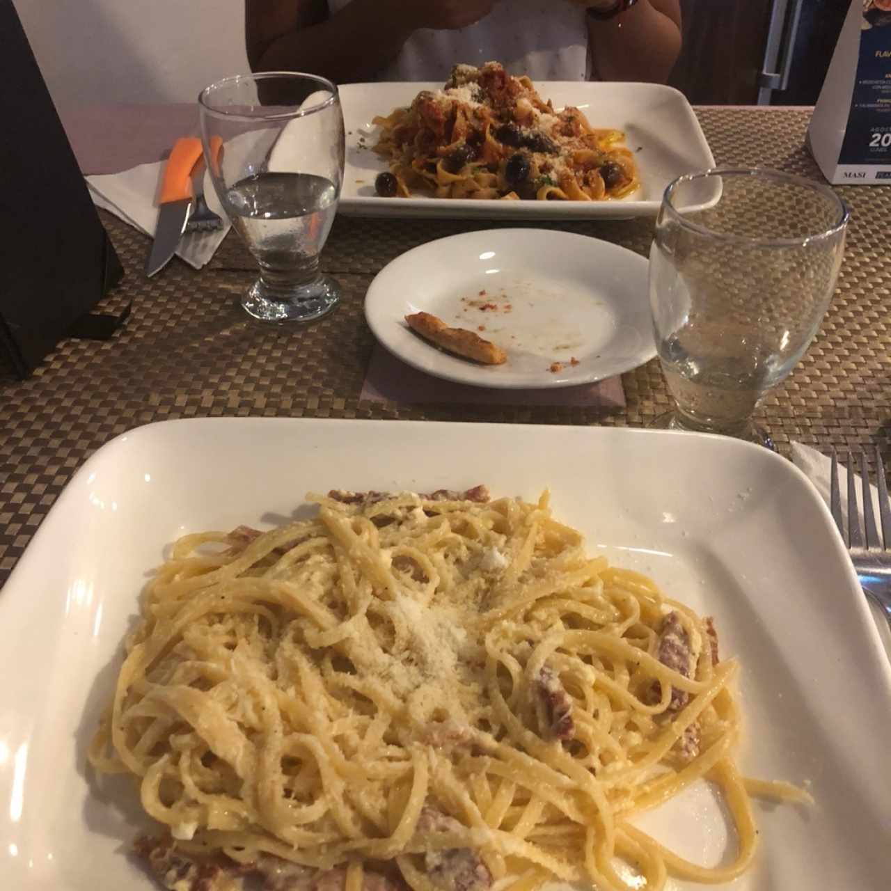 Linguini en salsa carbonara