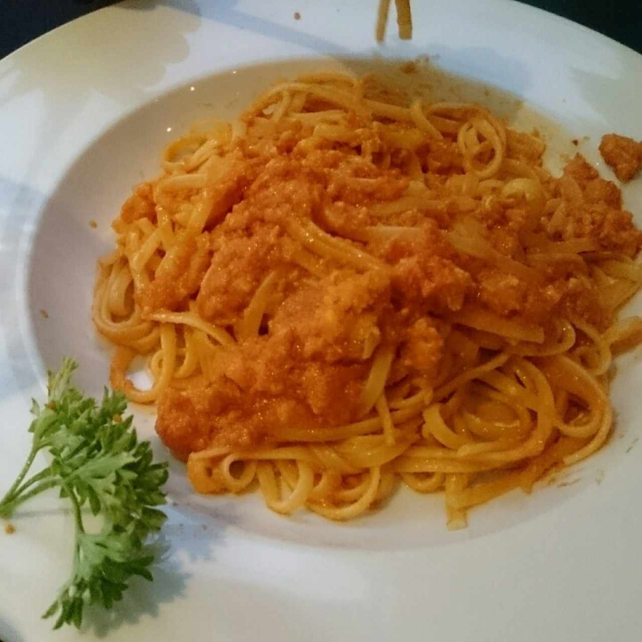 Linguini con salsa de langosta