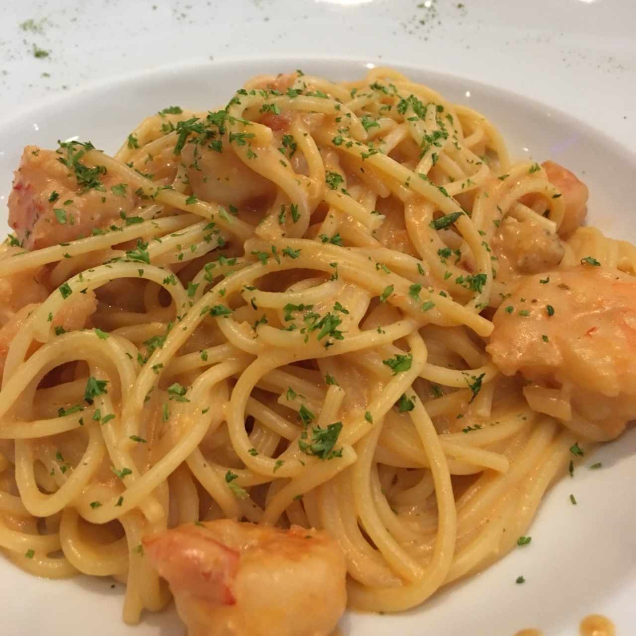 pasta con camarones