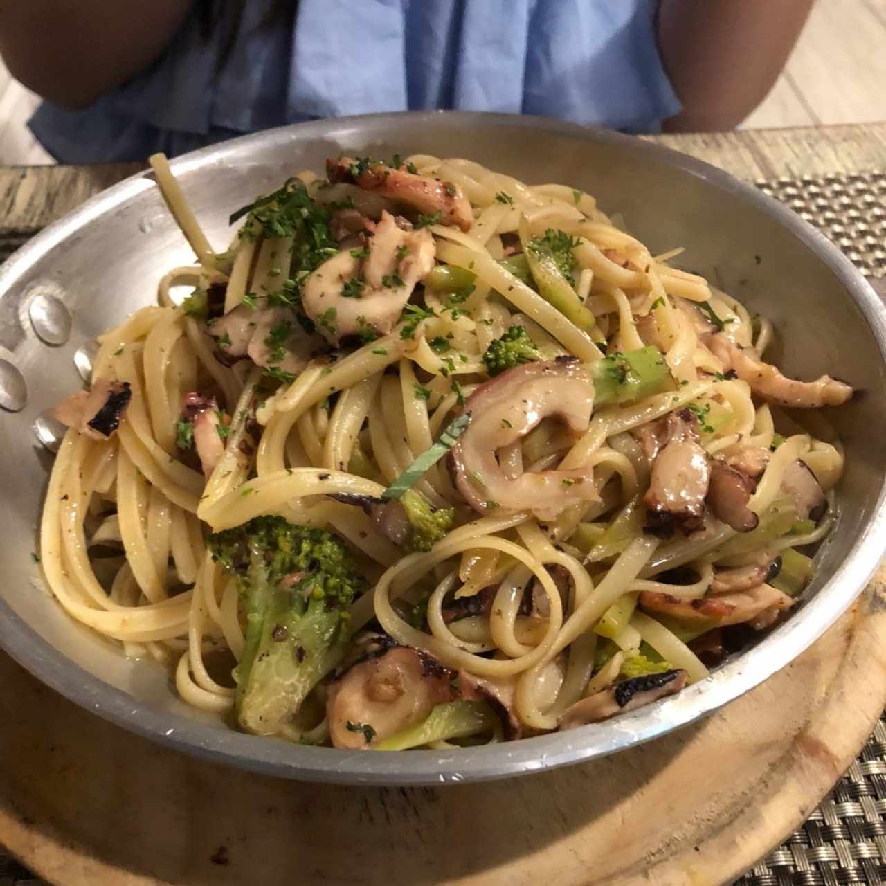 Linguine con Pulpo y Brócoli